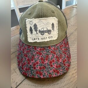 Natural Life Jeep-girl Floral and Olive Baseball Cap